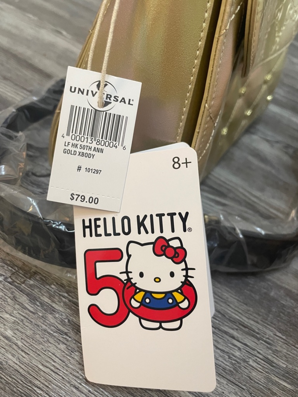Loungefly Hello Kitty 50th Anniversary Iridescent Gold Quilted Satchel - Picture 2 of 6